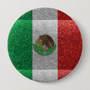 Glitzer Mexikanische Flagge Mexiko Latein Mode Bli Button