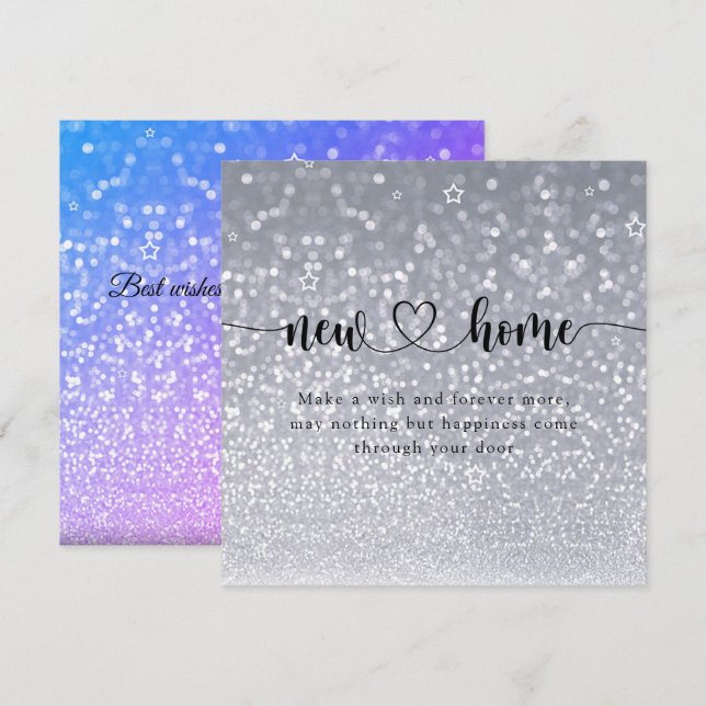 Glitzer Minimal Neue Zuhause-Haushaltswarming-Kart Dankeskarte (Vorne/Hinten)