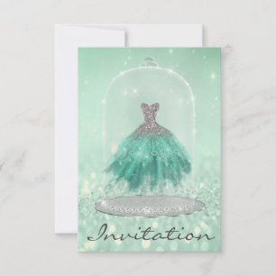 Glitzer Mint Green TiffanyDiamantkleid Sweet 16. Einladung