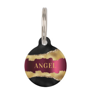 Glitzer mit dem Namen "Black burgundy gold agate" Haustiermarke