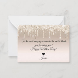 Glitzer mit glücklichen Müttern treiben Gold Mitteilungskarte