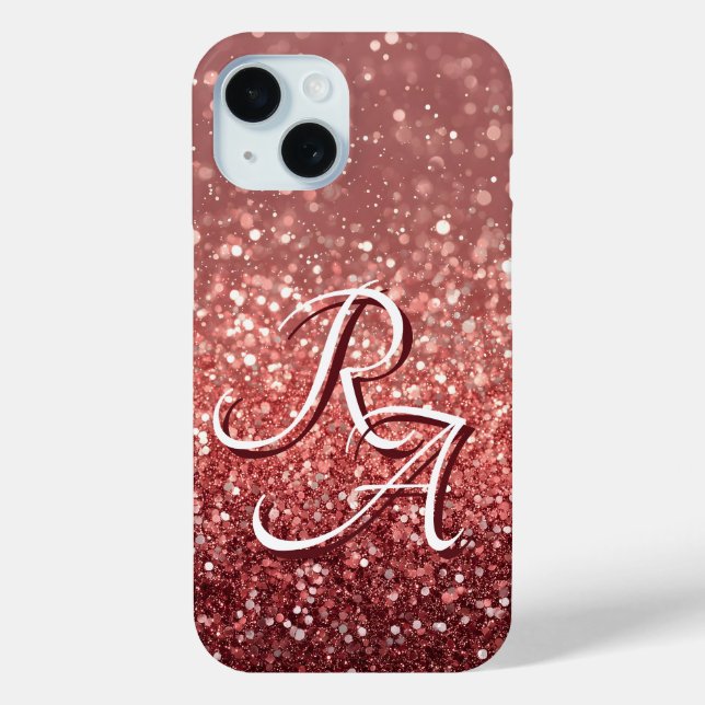Glitzer mit rosa Rose mit benutzerdefinierten Init Case-Mate iPhone Hülle (Rückseite)