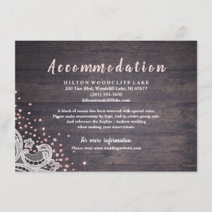 Glitzer mit rustikalen Spitzen und Holzblüten Begleitkarte