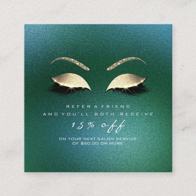 Glitzer mit Salon-Bezahlkarte Gold Tropische Lashe Empfehlungskarte (Vorderseite)