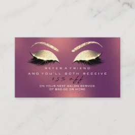 Glitzer mit Salon-Referenzkarte Gold Kupfer-Lashes Empfehlungskarte