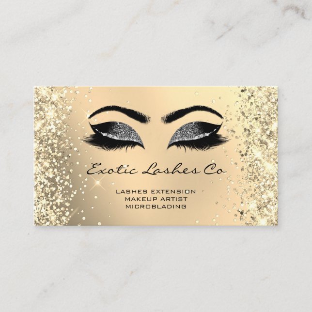Glitzer mit schwarzem Gold-Makeup-Logo-QR Visitenkarte (Vorderseite)