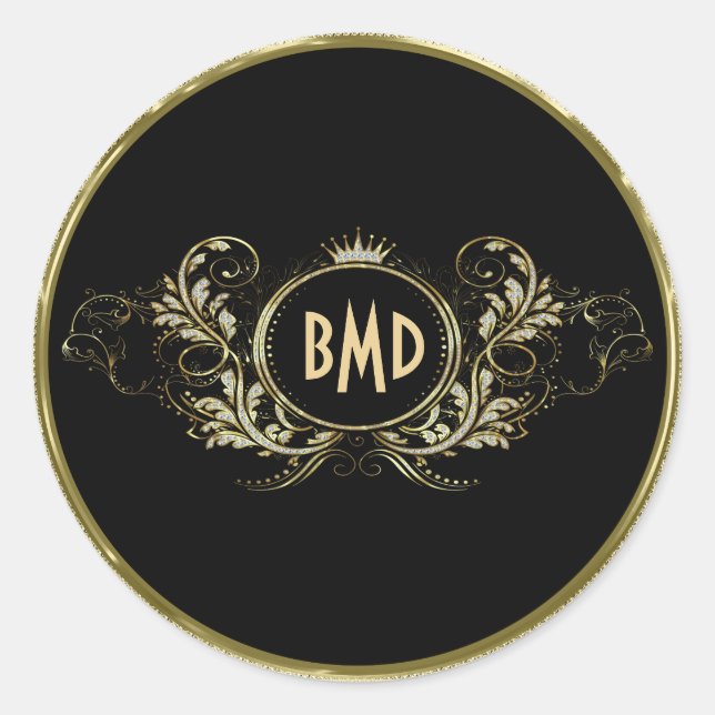 Glitzer  mit schwarzen und Imitaten Runder Aufkleber (Vorderseite)