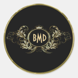 Glitzer  mit schwarzen und Imitaten Runder Aufkleber