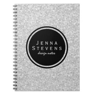 Glitzer mit weißem Imitat und ohne Sparklus Notizblock