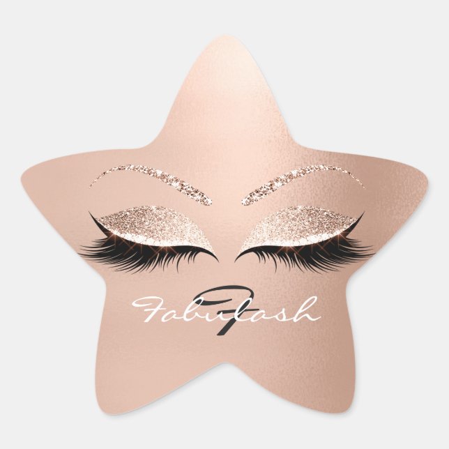 Glitzer mit weißem Monogramm Pink Star Lashes Weiß Stern-Aufkleber (Vorderseite)