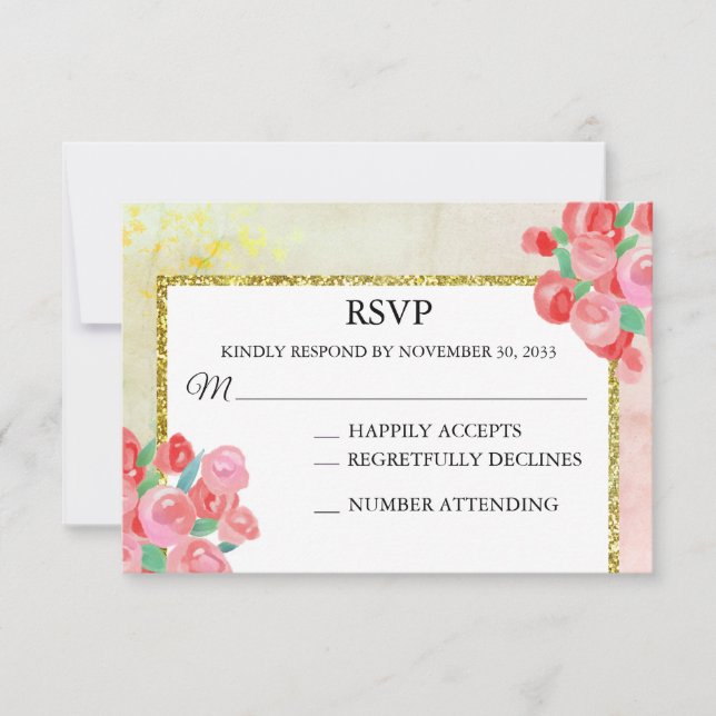 *~* Glitzer Moderne Bläsernheitsblüte Hochzeit RSV RSVP Karte (Vorderseite)