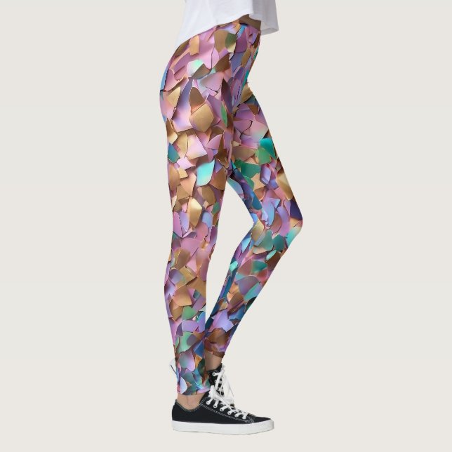 Glitzer Moderne opal-holografische Sammlung Leggings (Rechts)
