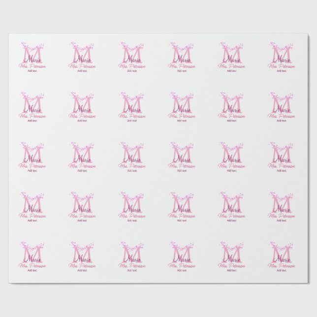 Glitzer-Monografie-Lehrerin "Modern gi" Geschenkpapier (Flach)