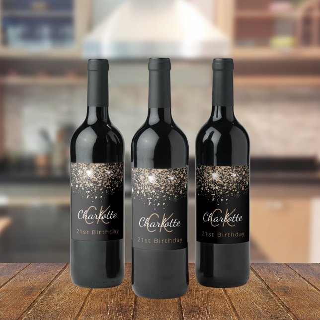 Glitzer-Monogramm-Anfangsbuchstaben Weinetikett (Von Creator hochgeladen)