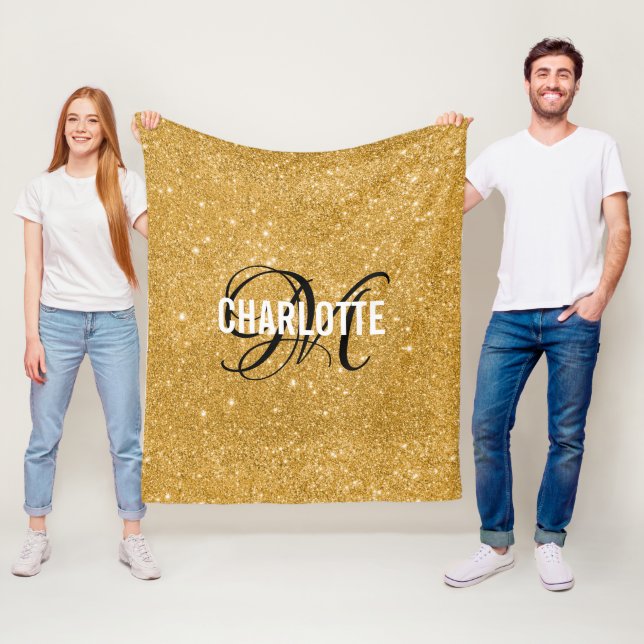 Glitzer-Monogramm-Bezeichnung Fleece-Decke Fleecedecke (Beispiel)
