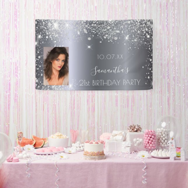Glitzer-Monogramm-Foto Banner (Party)