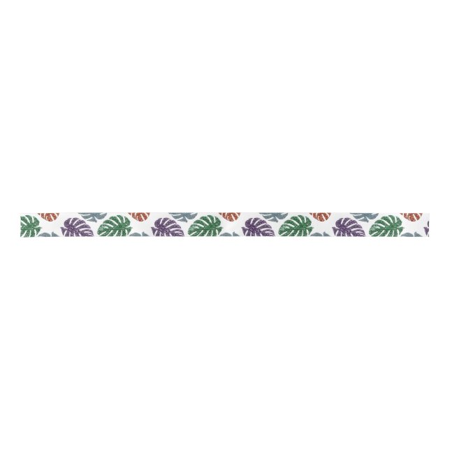 Glitzer Monstera Ribbon Satinband (Vorderseite)