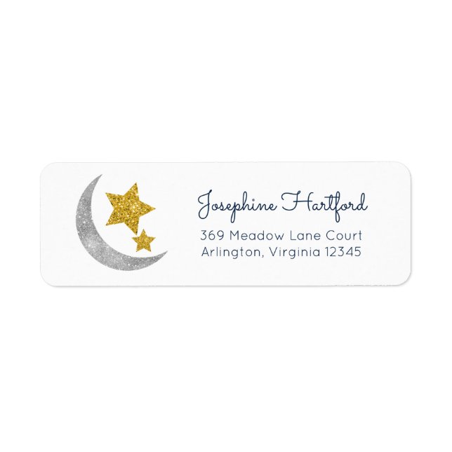 Glitzer Moon & Stars Rücksendeadresse (Vorne)