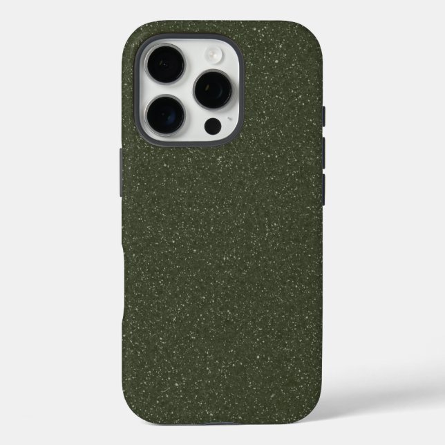 Glitzer Moss Green iPhone 16 Pro Case - Anpassen (Rückseite)