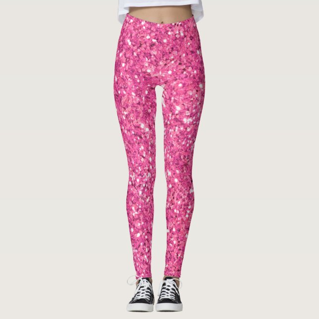 Glitzer-Muster in Rosa Leggings (Vorderseite)
