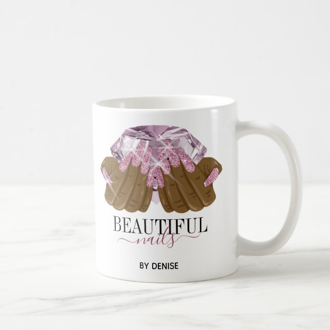 Glitzer Nagelstudio HandNägel-Technikerin Kaffeetasse (Rechts)