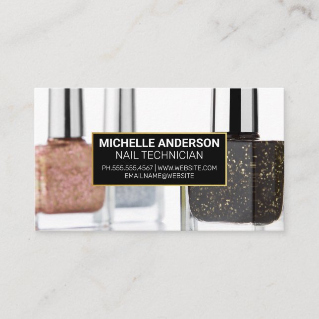 Glitzer Nail Polnische Flaschen Visitenkarte (Vorderseite)