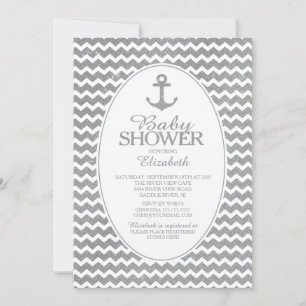 Glitzer Nautical Anchor Kinderdusche Einladung