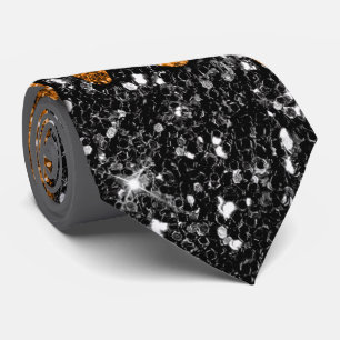 Glitzer Necktie, schwarz und kopper Krawatte