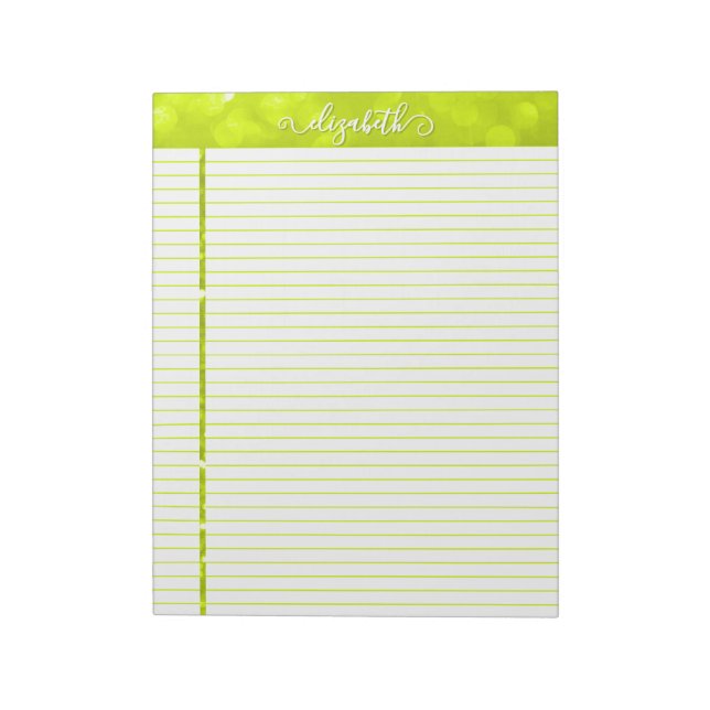Glitzer Notepad in Chartreuse Notizblock (Rotiert)