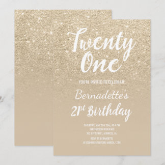 Glitzer Obre perl 21. Geburtstag Einladung