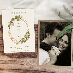 Glitzer Olive & Blätter Rahmen Hochzeitsstift Foto Save The Date