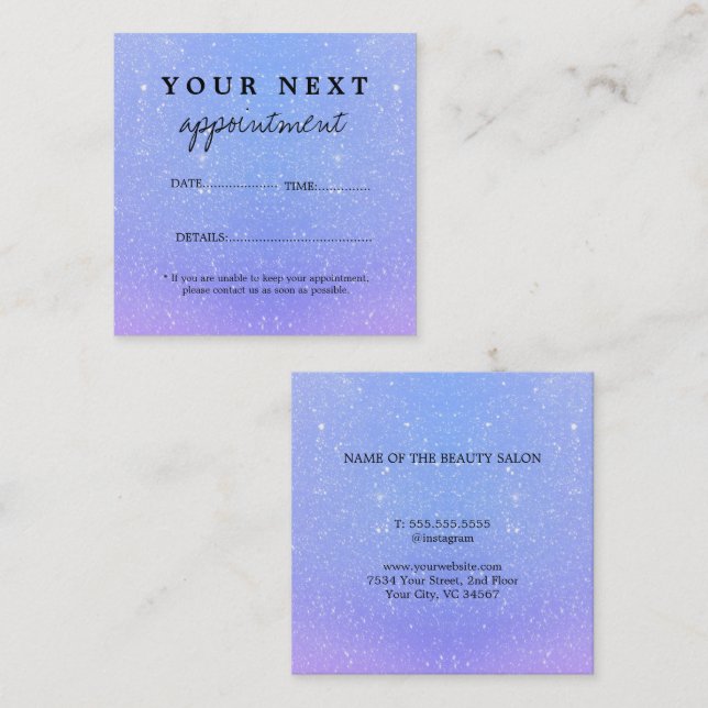 Glitzer Ombre Beauty Salon Terminkarte (Vorne/Hinten)