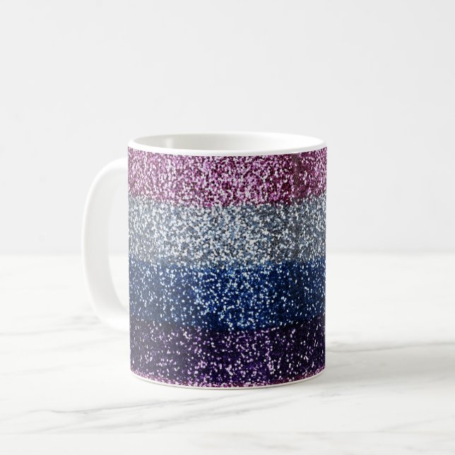 Glitzer Ombre Lila Blue Kaffeetasse (Vorderseite Links)