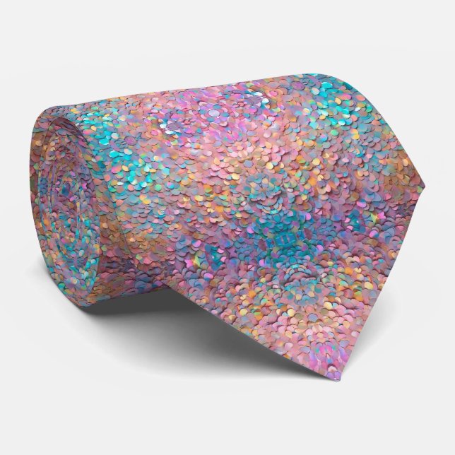 Glitzer Opal Holographic Modern Collection Krawatte (Gerollt)