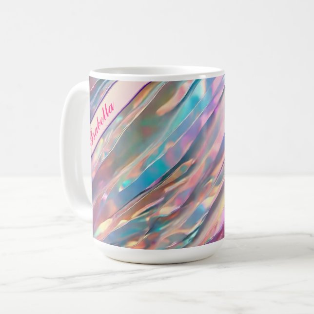 Glitzer Opal Holographic Trendy Collection Kaffeetasse (Vorderseite Links)