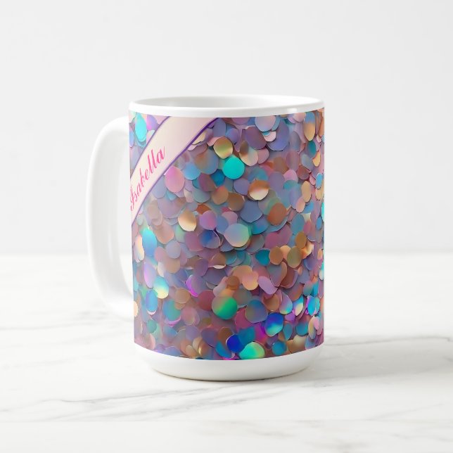 Glitzer Opal Moderne Holographische Sammlung Kaffeetasse (Vorderseite Links)