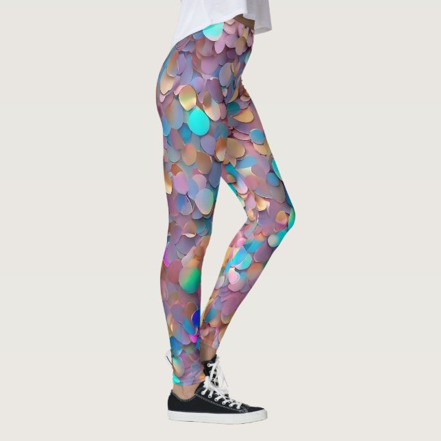 Glitzer Opal Moderne Holographische Sammlung Leggings (Rechts)
