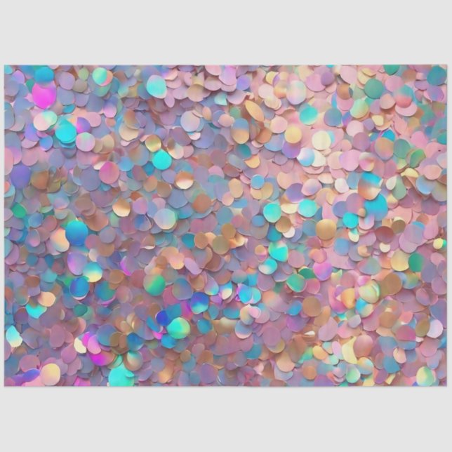 Glitzer Opal Moderne Holographische Sammlung Seidenpapier (Vorderseite)