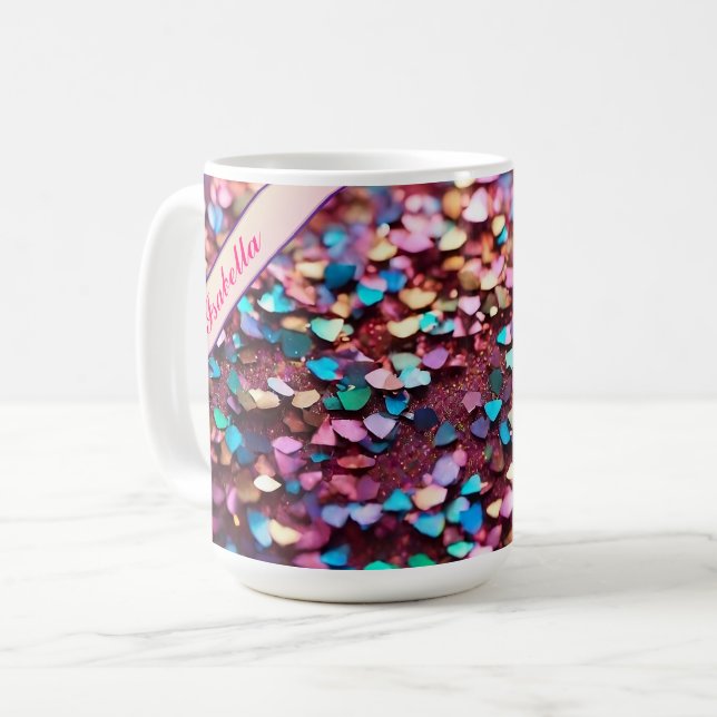 Glitzer Opal Trendy Holographic Collection Kaffeetasse (Vorderseite Links)
