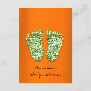 Glitzer Orange Mint Green Baby Dusche Feet Einladung
