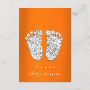 Glitzer Orange Silver Baby Boy Girl Duschfeffer Einladung