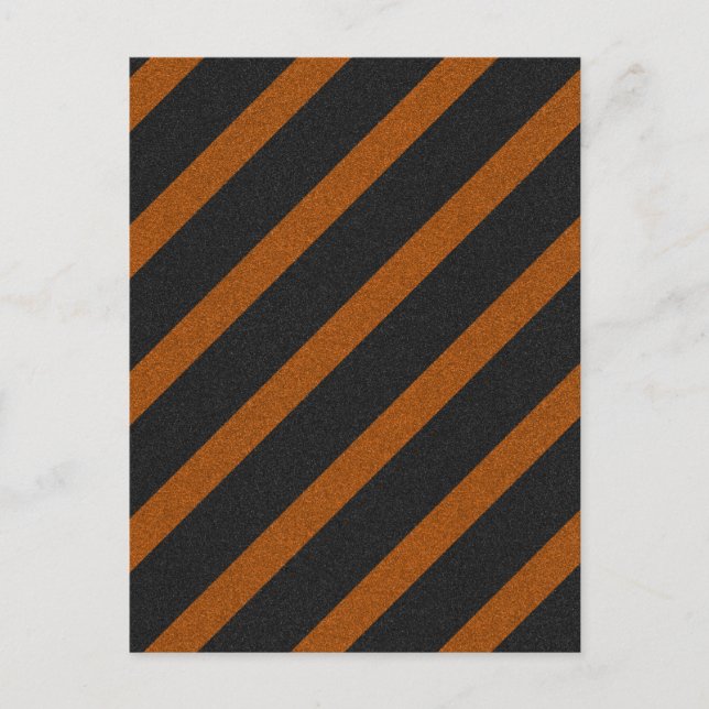 Glitzer Orangle & Black Stripes Postkarte (Vorderseite)