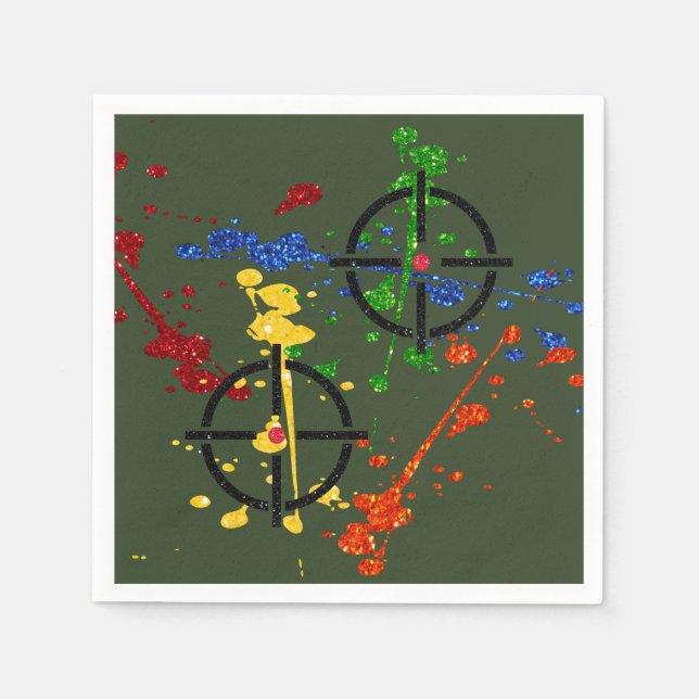 Glitzer Paintball Party Ziele Serviette (Vorderseite)