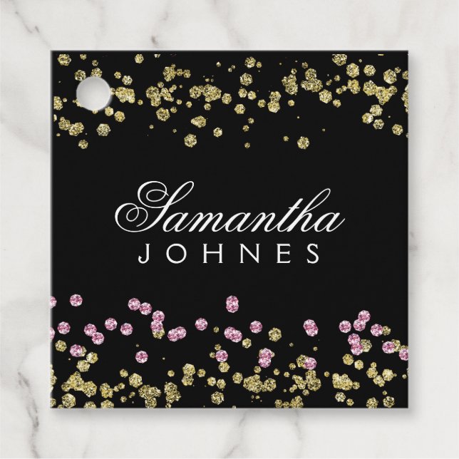 Glitzer Party Rose und Gold Vielen Dank Geschenkanhänger (Vorderseite)