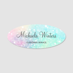Glitzer Pastel Bokeh Girly Colorful Pattern Namensschild