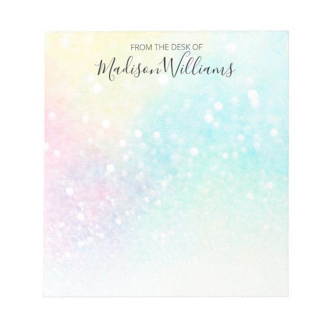 Glitzer Pastel Bokeh Girly Colorful Pattern Notizblock (Vorderseite)