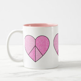 Glitzer Peace Sign Hearts Zweifarbige Tasse