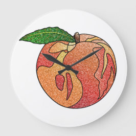 Glitzer Peach Große Wanduhr