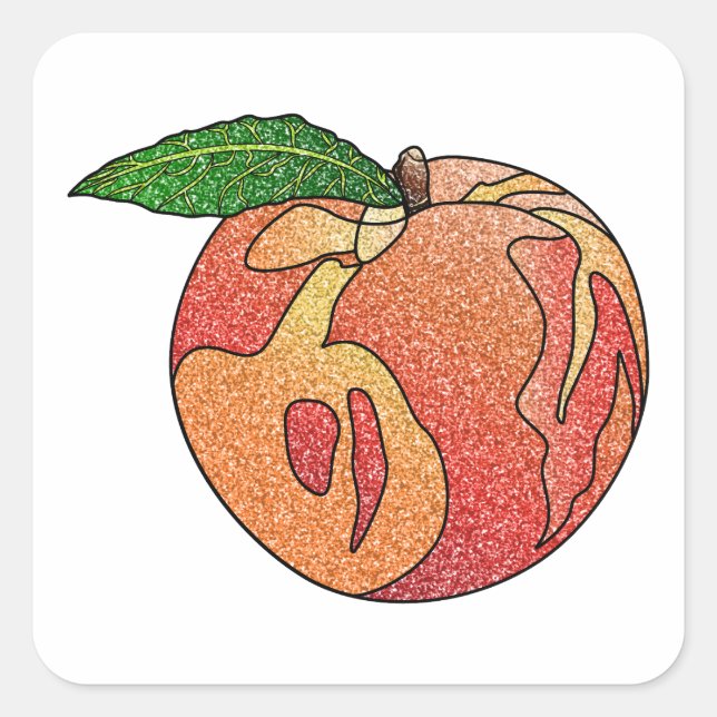 Glitzer Peach Quadratischer Aufkleber (Vorderseite)