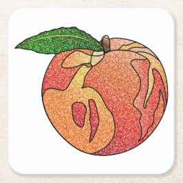 Glitzer Peach Rechteckiger Pappuntersetzer